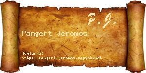 Pangert Jeromos névjegykártya
